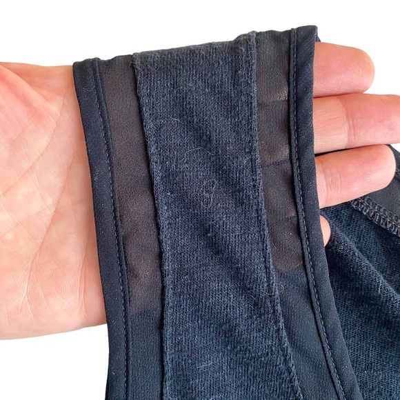 Banana Republic Navy Blue Linen Tank Top Sheer Panel Trim U shaped Neckline S - Picture 4 of 6